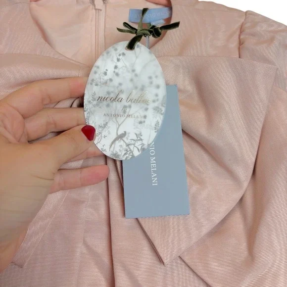 Nicola Bathie x Antonio Melani Emily Bow Dress NWT Pink A-Line Mini Dress Size 2 - Picture 7 of 10